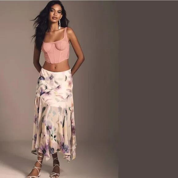 Anthropologie Mesh Corset Top, Hook and Eye Closures  Pink Sz M. New - Picture 2 of 11